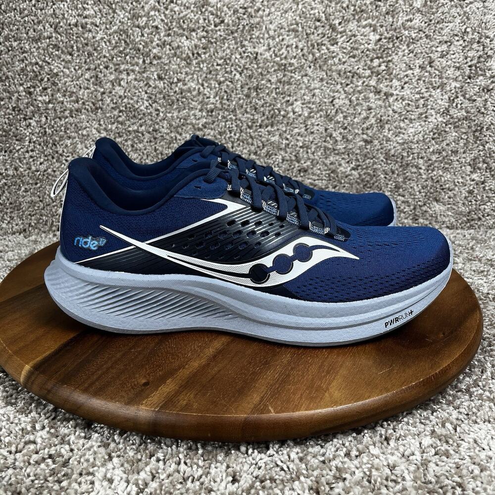 NEW Saucony Mens 12.5 Ride-17 Tide Silver Blue Running Shoes Sneakers S20924-106